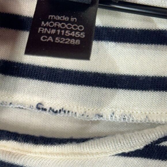 Y2K VTG MNG Black Stripe Puff Shoulder Tee XL Nautical French Clean Girl Sailor - Picture 7 of 11